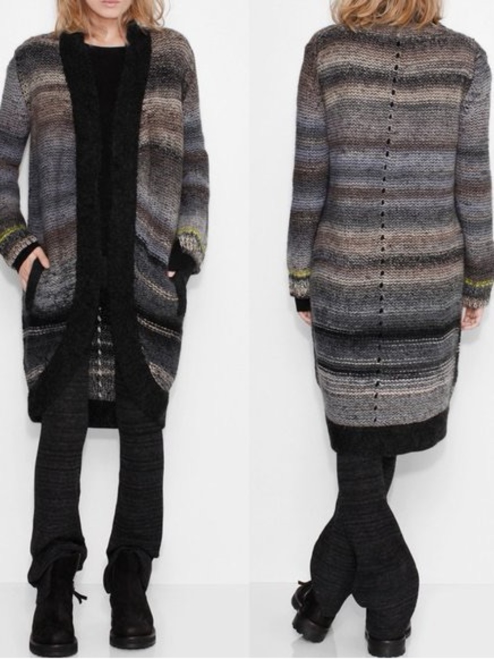 NWOT Zadig & Voltaire Yuno Long &495 Gradient Cardigan Sweater